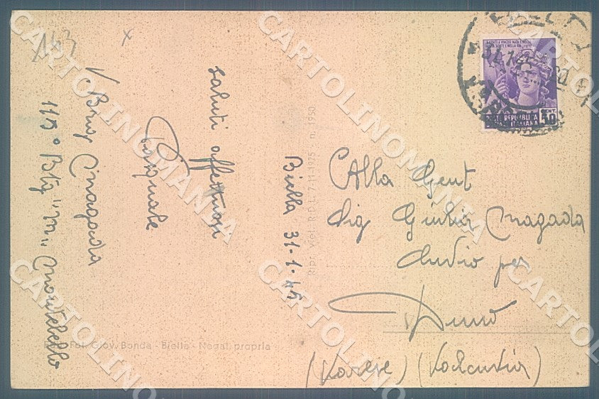 Biella Città PIEGHE cartolina JK7724 – retro