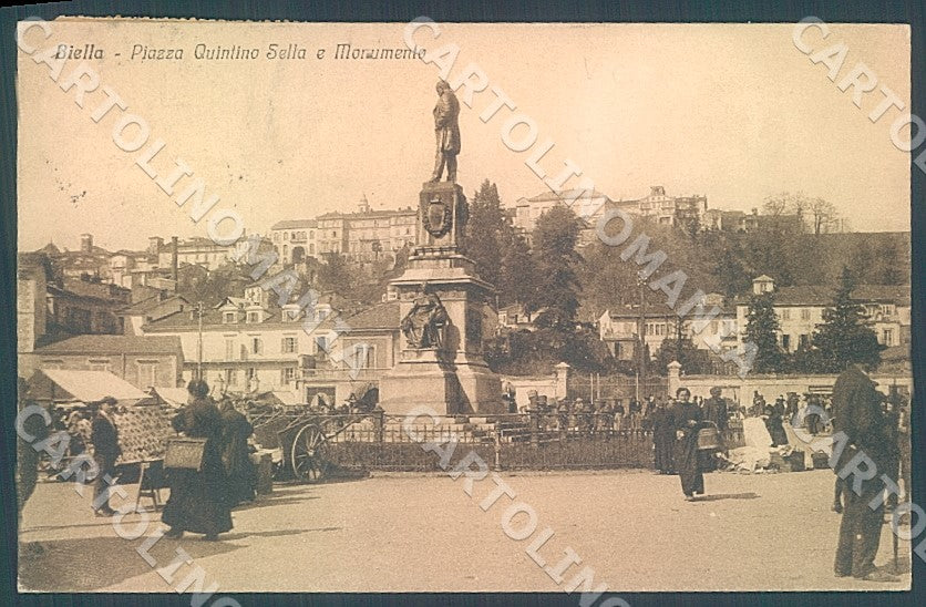 Biella Città Mercato Monumento Quintino Sella cartolina JK7740 – fronte