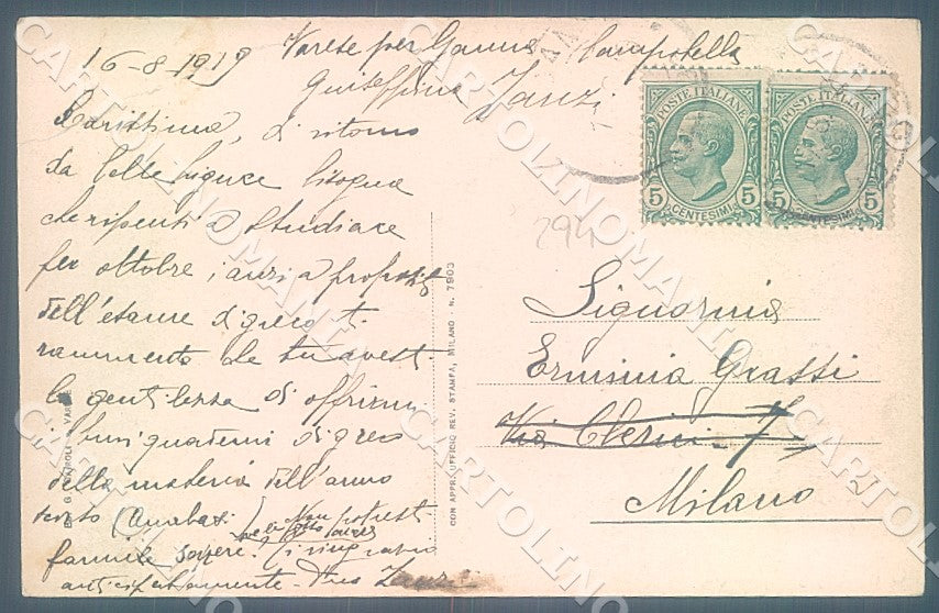 Varese Ganna saluti da PIEGA cartolina JK7771 – retro
