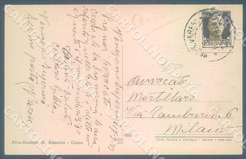 Varese Venegono Castello cartolina JK7774 – retro