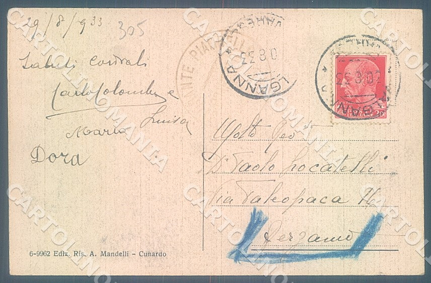 Varese Boarezzo Monte Piambello cartolina JK7776 – retro