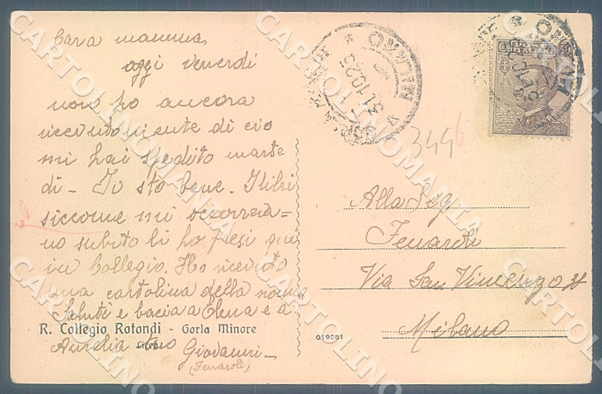 Varese Gorla Minore Collegio Rotondi cartolina JK7792 – retro