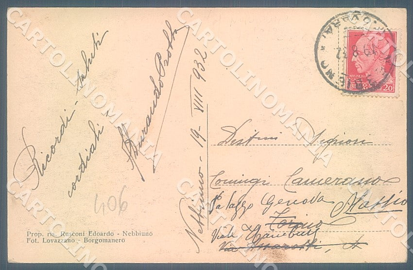 Novara Nebbiuno Lago Maggiore cartolina JK7804 – retro