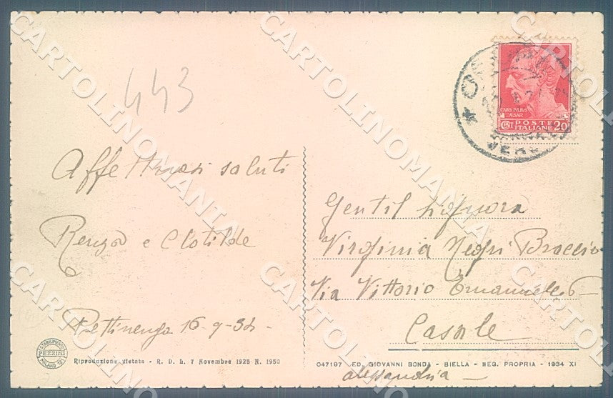 Biella Pettinengo cartolina JK7815 – retro