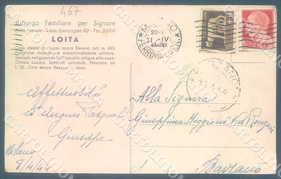 Verbania Baveno Albergo Loita cartolina JK7824 – retro