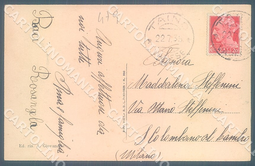 Varese Taino Albergo Agnello Interno cartolina JK7830 – retro