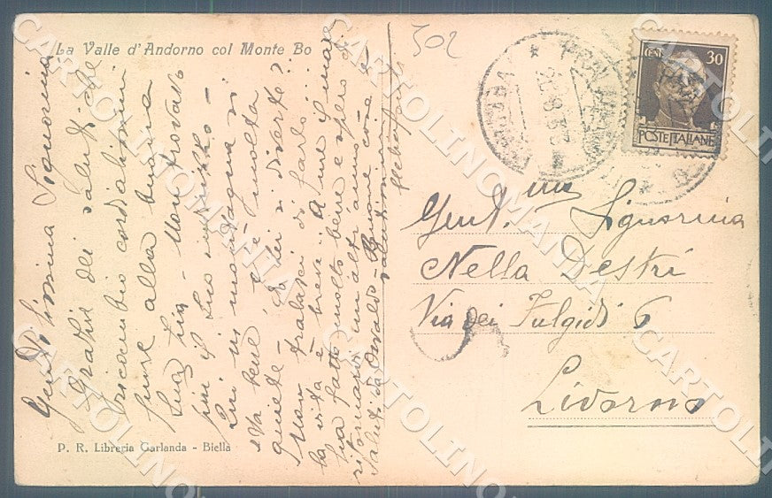 Biella Andorno Monte Bo cartolina JK7835 – retro