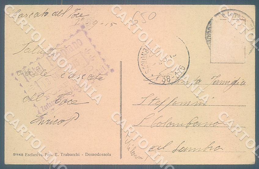 Verbania Sosso Val Formazza Cascata Toce saluti da cartolina JK7867 – retro