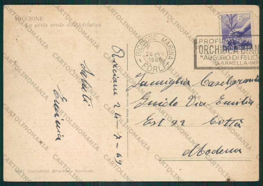 Rimini Riccione PIEGHINA FORI FG cartolina KB0003 – retro