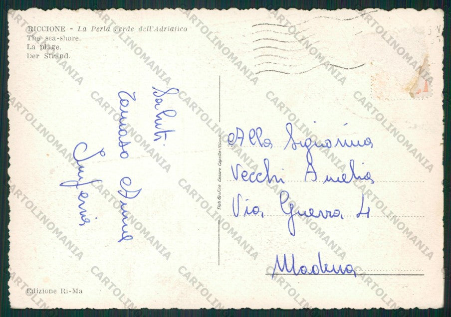 Rimini Riccione PIEGHE FG cartolina KB0005 – retro