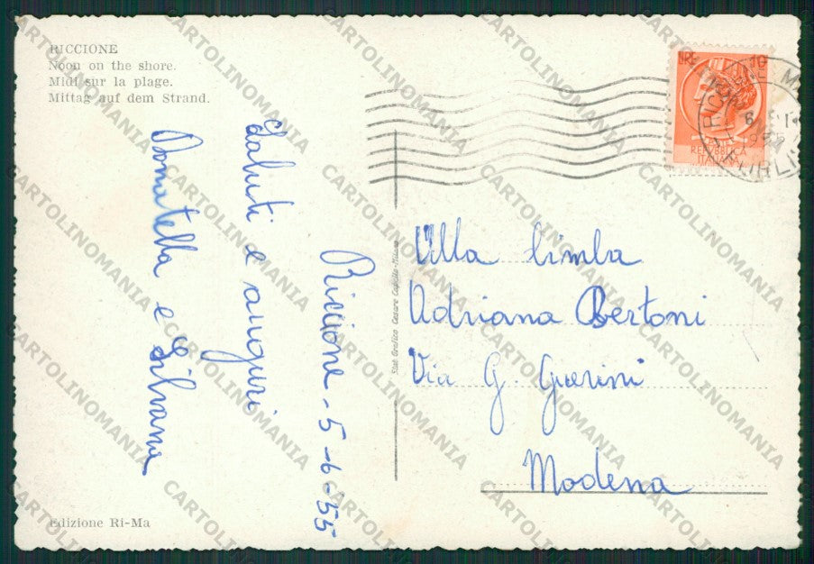 Rimini Riccione ABRASA FG cartolina KB0017 – retro
