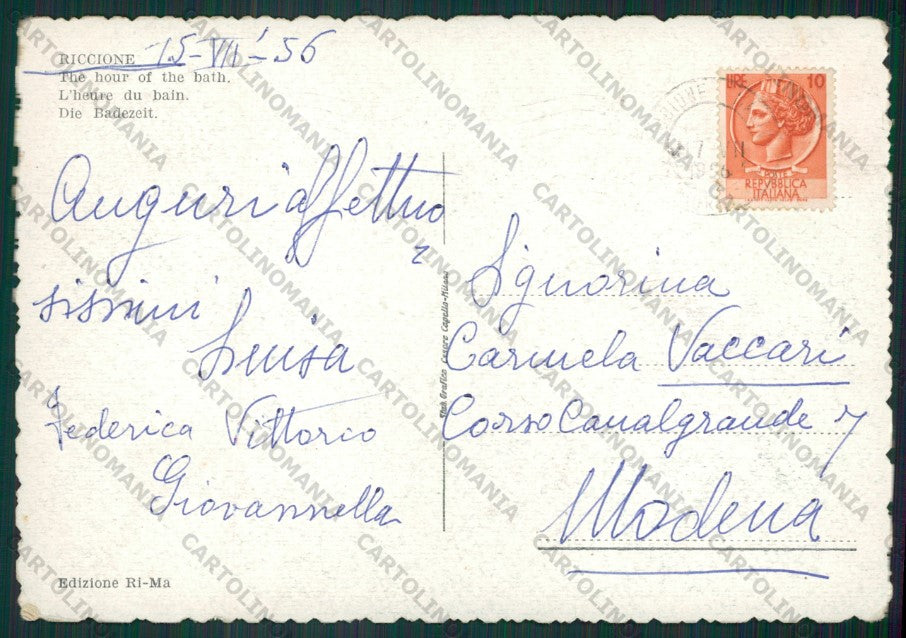 Rimini Riccione FG cartolina KB0023 – retro