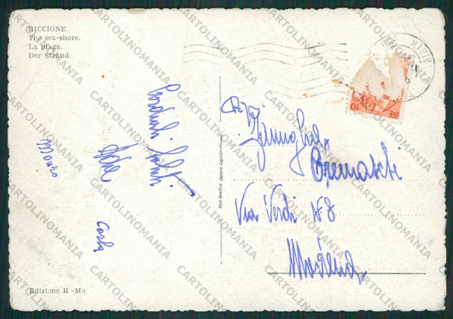 Rimini Riccione PIEGHE FG cartolina KB0036 – retro