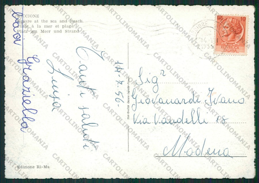 Rimini Riccione Auto FG cartolina KB0060 – retro