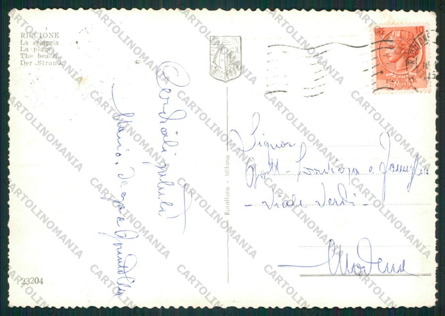 Rimini Riccione Foto FG cartolina KB0068 – retro