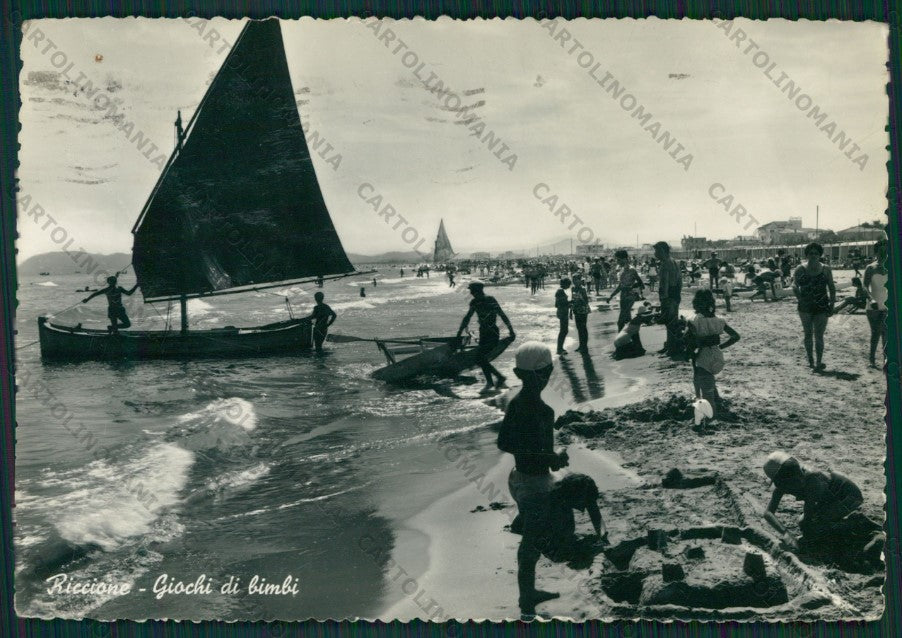 Rimini Riccione Barca FORO PIEGHE Foto FG cartolina KB0069 – fronte