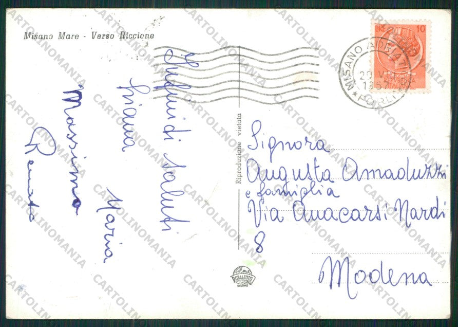 Rimini Misano Adriatico PIEGHINA Foto FG cartolina KB0082 – retro