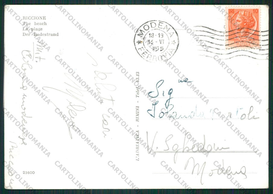 Rimini Riccione Foto FG cartolina KB0086 – retro