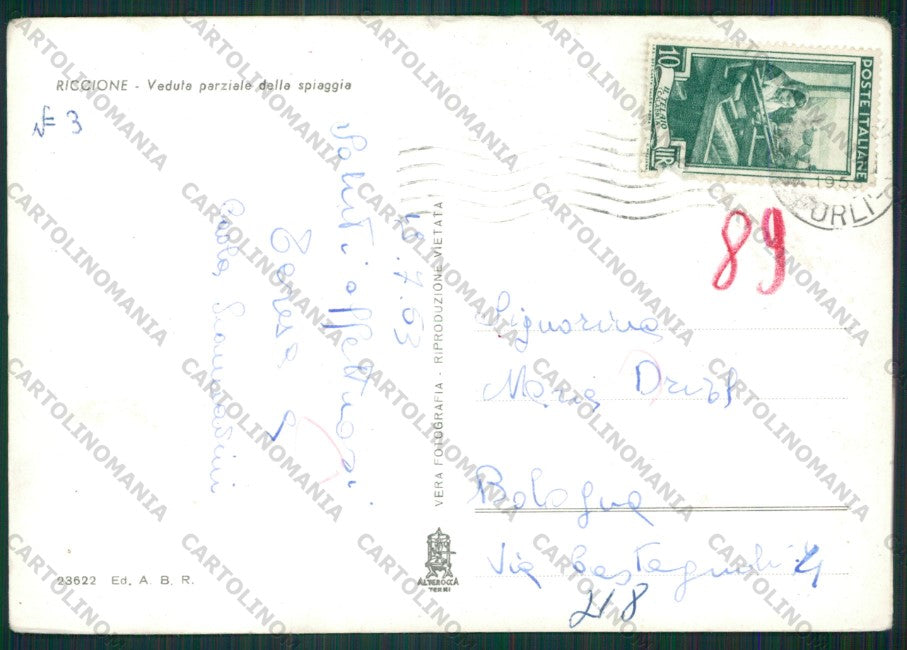 Rimini Riccione STRAPPINO PIEGHINA Foto FG cartolina KB0089 – retro