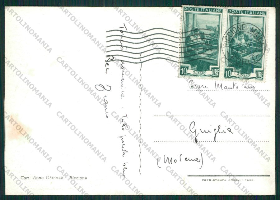 Rimini Riccione Auto PIEGHINE Foto FG cartolina KB0091 – retro