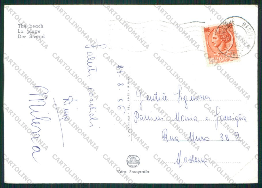 Rimini Riccione PIEGHE Foto FG cartolina KB0099 – retro