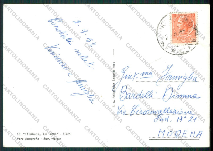 Rimini Riccione Foto FG cartolina KB0107 – retro