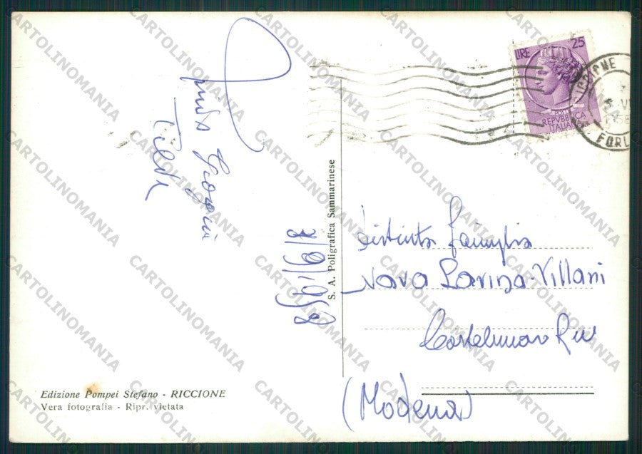 Rimini Riccione Foto FG cartolina KB0108 – retro