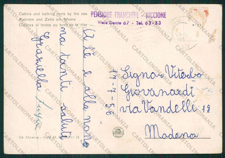 Rimini Riccione Auto PIEGHINA FG cartolina KB0110 – retro