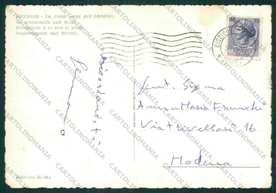 Rimini Riccione PIEGHINE Foto FG cartolina KB0121 – retro