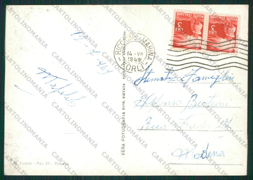 Rimini Riccione PIEGHINA Foto FG cartolina KB0122 – retro