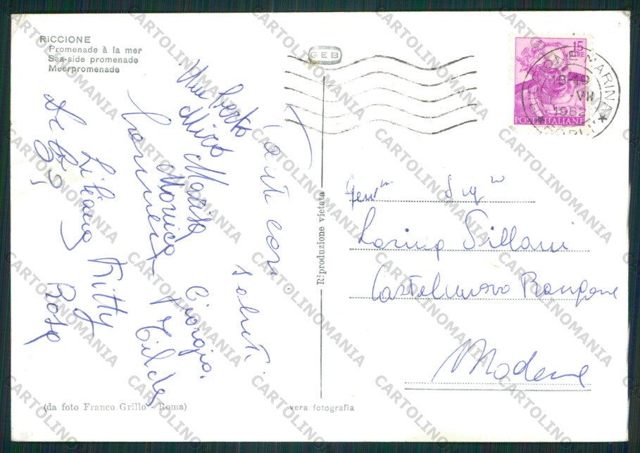 Rimini Riccione Foto FG cartolina KB0126 – retro