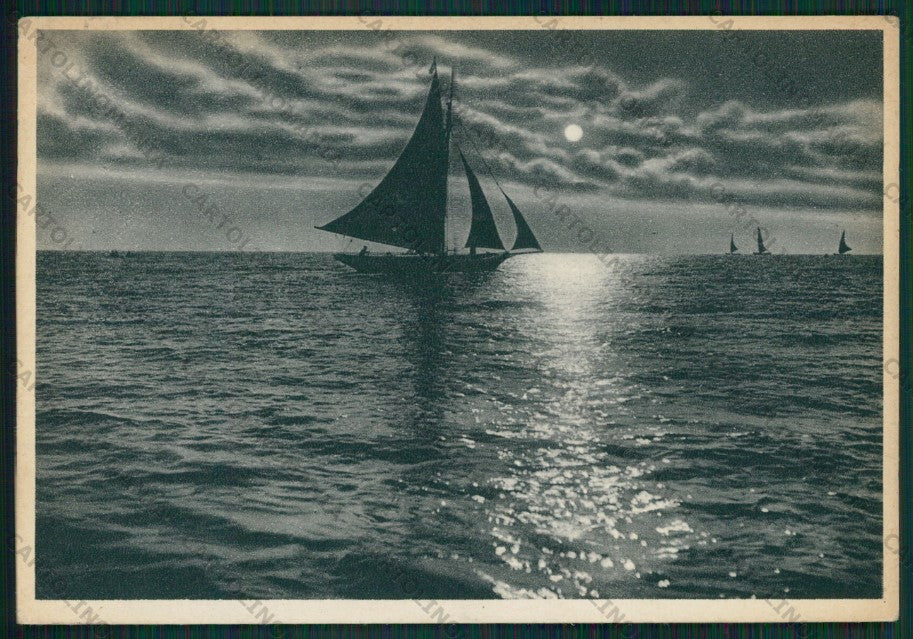 Rimini Riccione Barca Chiaro di Luna FG cartolina KB0135 – fronte