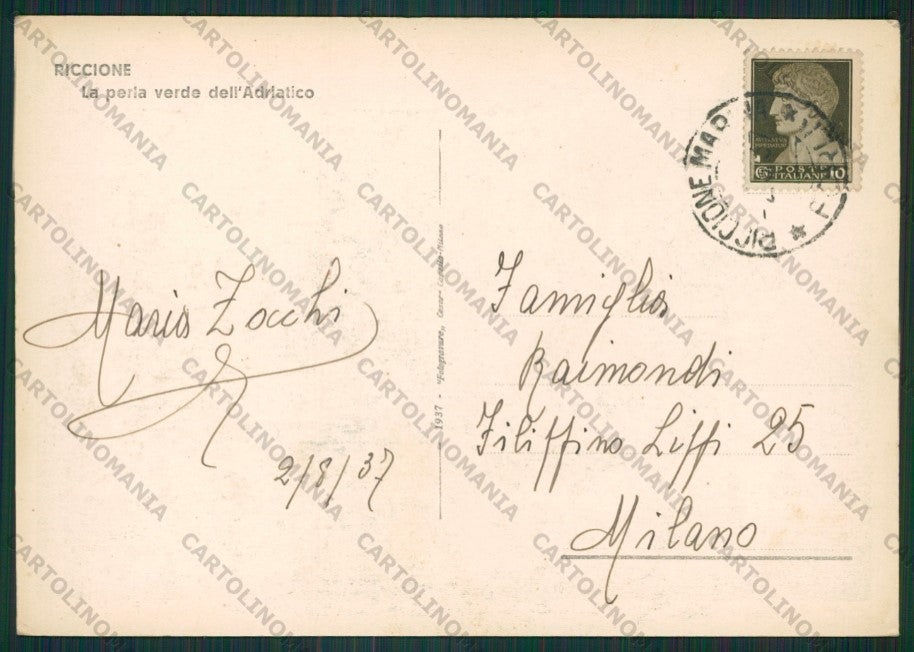 Rimini Riccione Barca FG cartolina KB0143 – retro