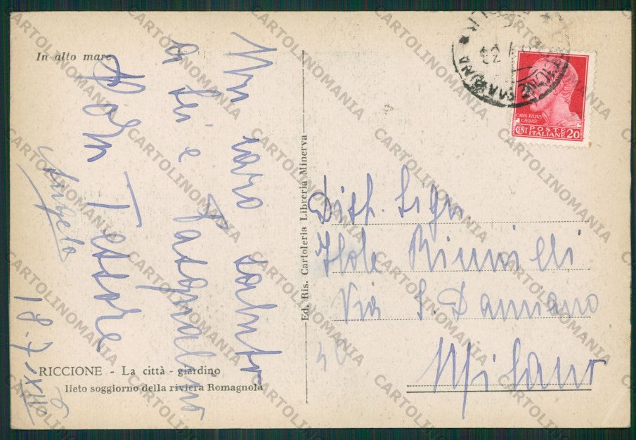 Rimini Riccione PIEGHINE FG cartolina KB0182 – retro
