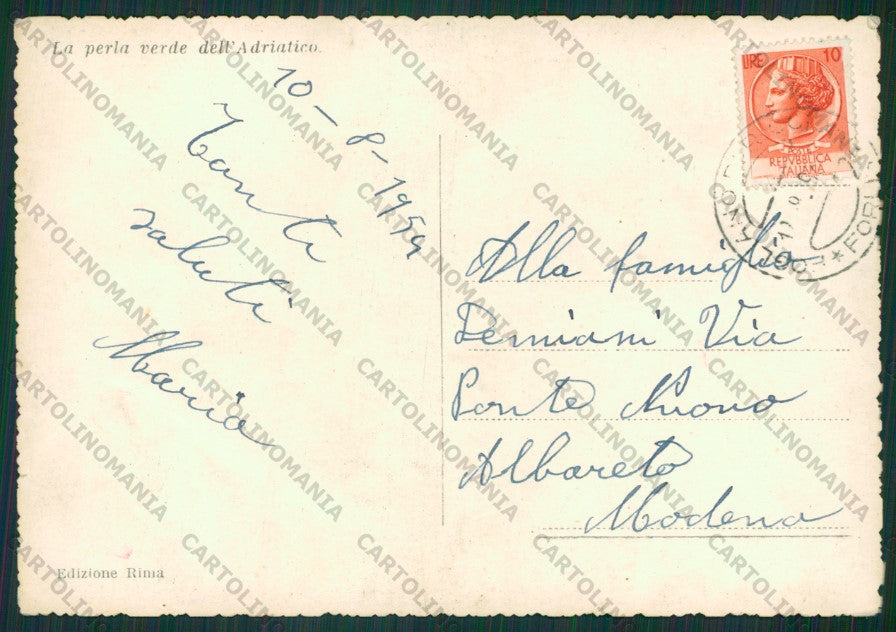 Rimini Riccione Barche PIEGA Foto FG cartolina KB0220 – retro