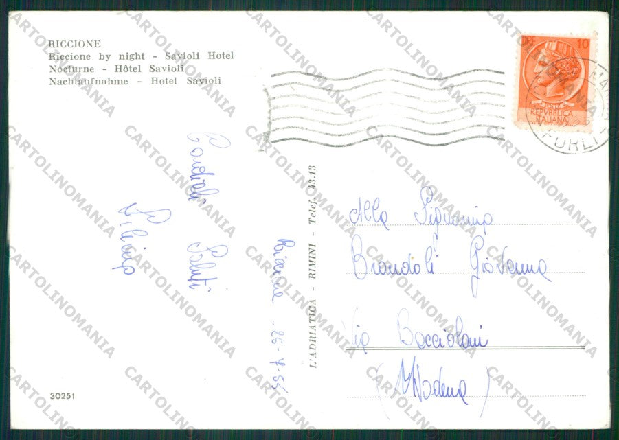 Rimini Riccione Auto Foto FG cartolina KB0222 – retro