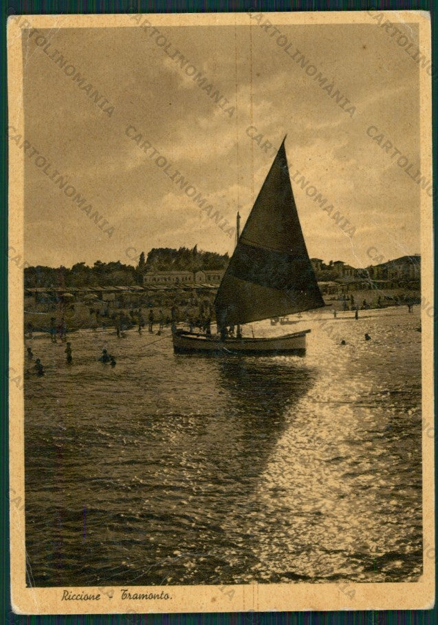 Rimini Riccione Barca PIEGHINE FG cartolina KB0228 – fronte