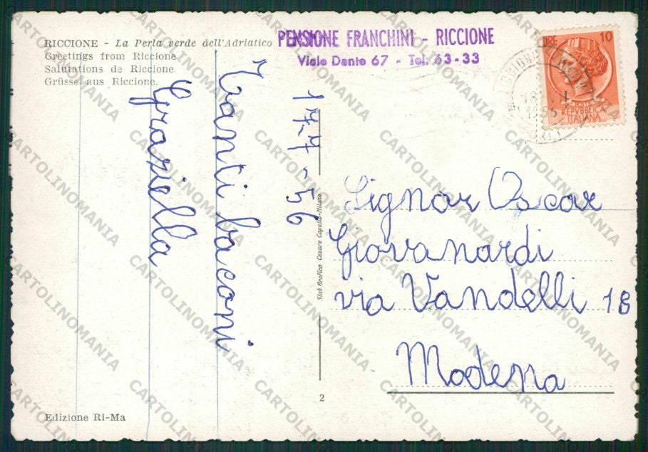 Rimini Riccione Saluti da FG cartolina KB0254 – retro