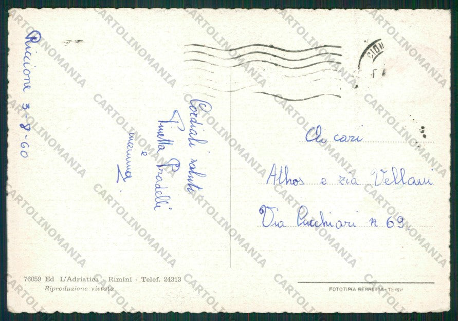 Rimini Riccione Saluti da FG cartolina KB0257 – retro