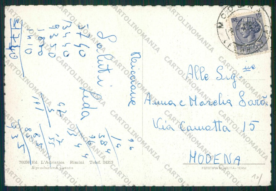 Rimini Riccione Saluti da FG cartolina KB0258 – retro