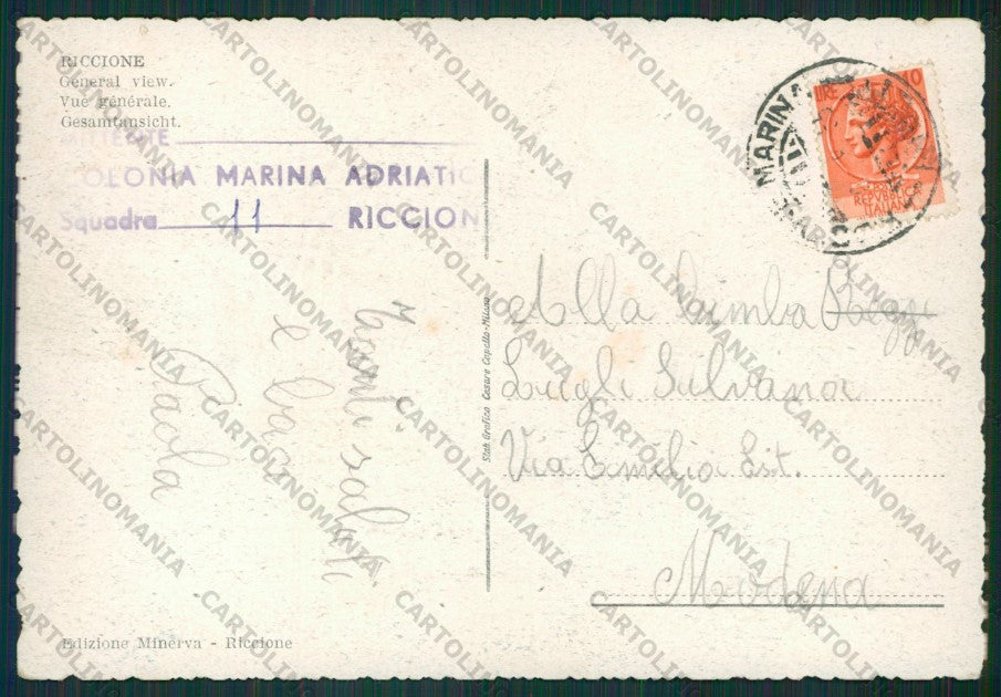 Rimini Riccione FG cartolina KB0260 – retro