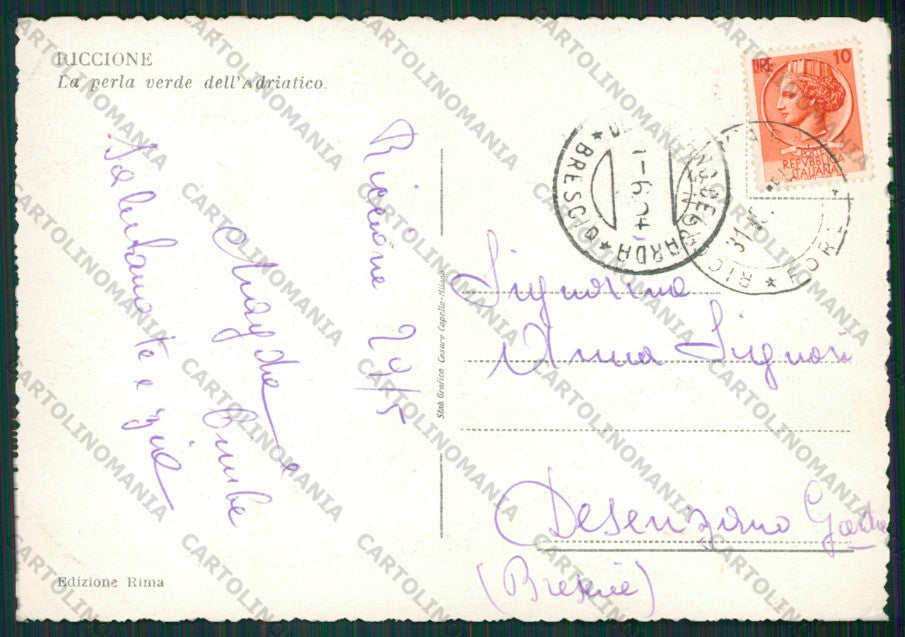 Rimini Riccione PIEGHINE FG cartolina KB0265 – retro