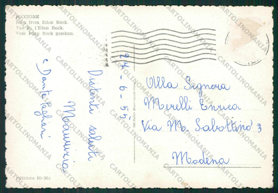 Rimini Riccione PIEGHINE FG cartolina KB0266 – retro