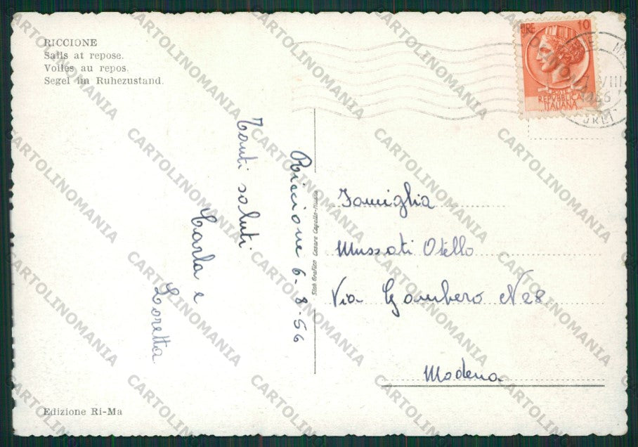 Rimini Riccione FG cartolina KB0292 – retro