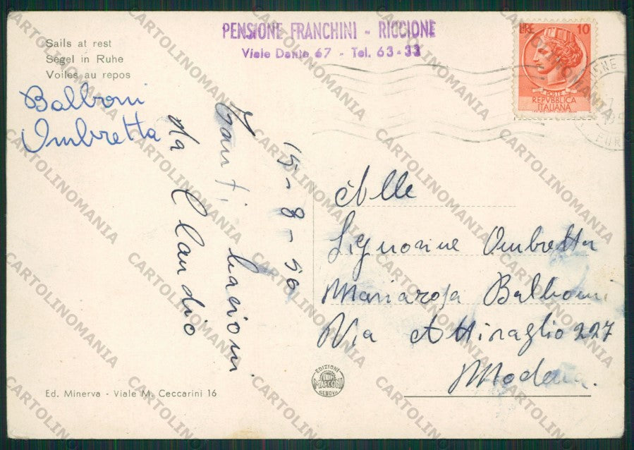 Rimini Riccione PIEGA Barche FG cartolina KB0301 – retro