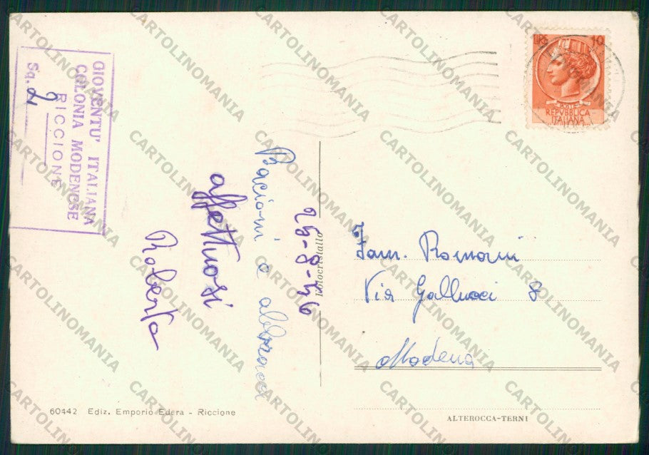 Rimini Riccione Foto FG cartolina KB0309 – retro