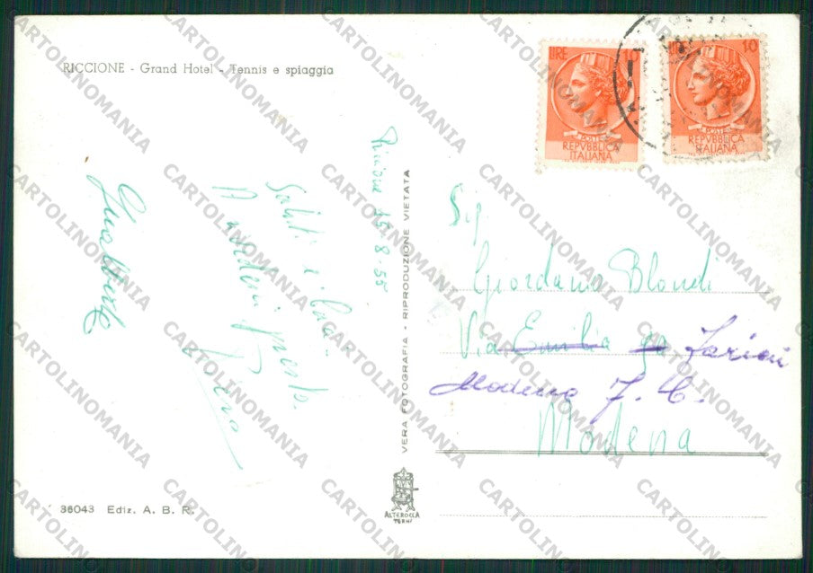 Rimini Riccione Tennis PIEGHE Foto FG cartolina KB0337 – retro
