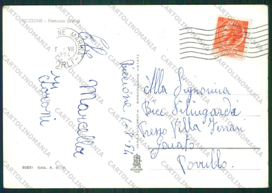 Rimini Riccione Auto Foto FG cartolina KB0345 – retro