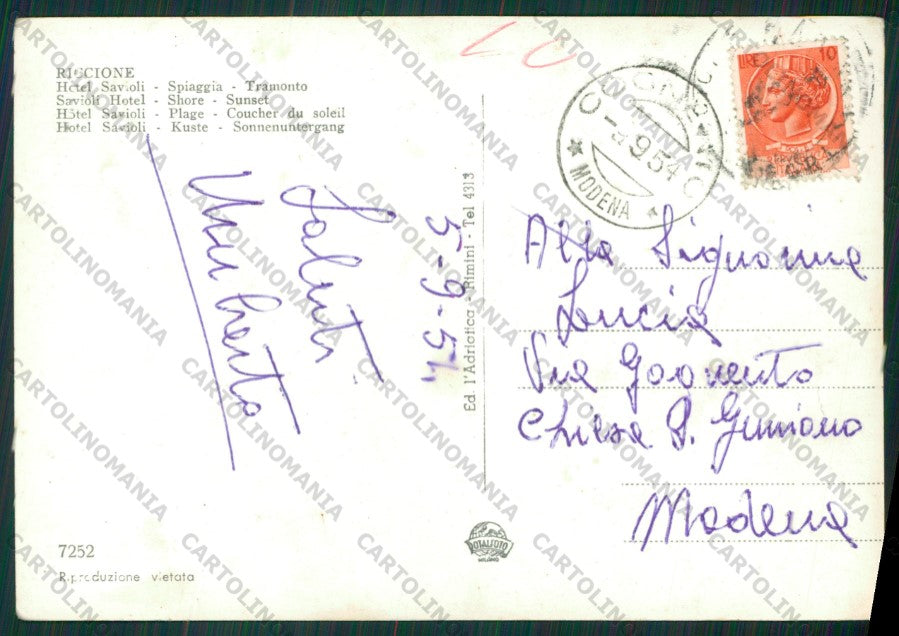Rimini Riccione Barca Foto FG cartolina KB0348 – retro