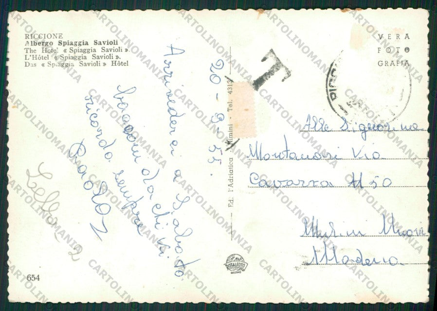 Rimini Riccione Foto FG cartolina KB0349 – retro
